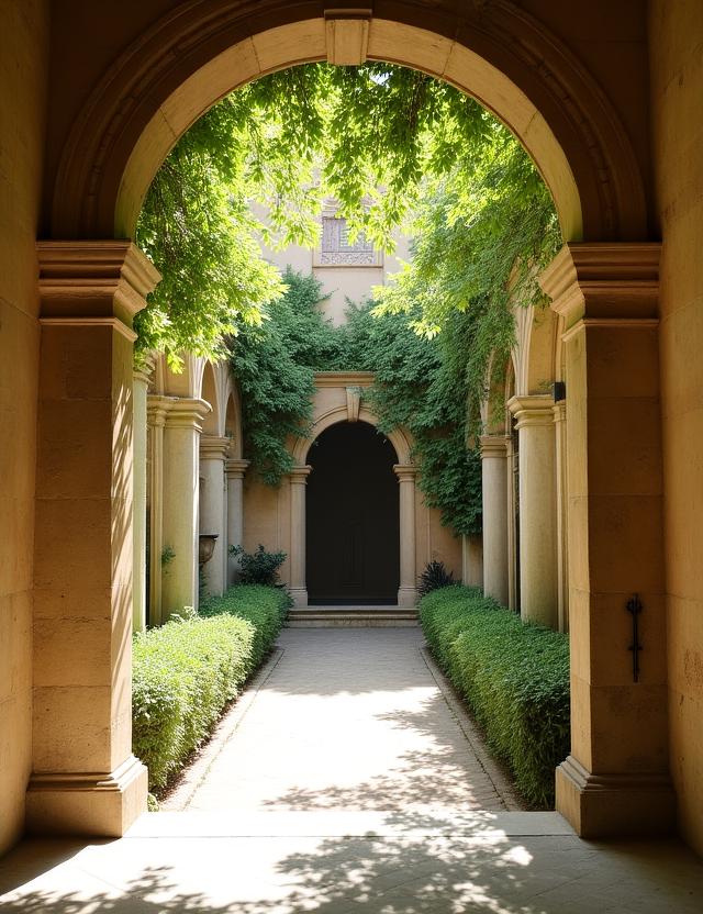Un chiostro medievale silenzioso a Roma