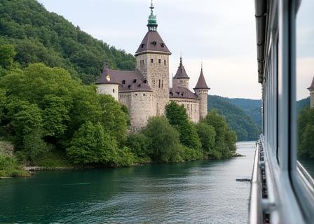 Castello medievale lungo il fiume Reno